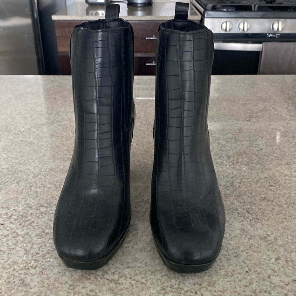 Black leather booties EU size 38.